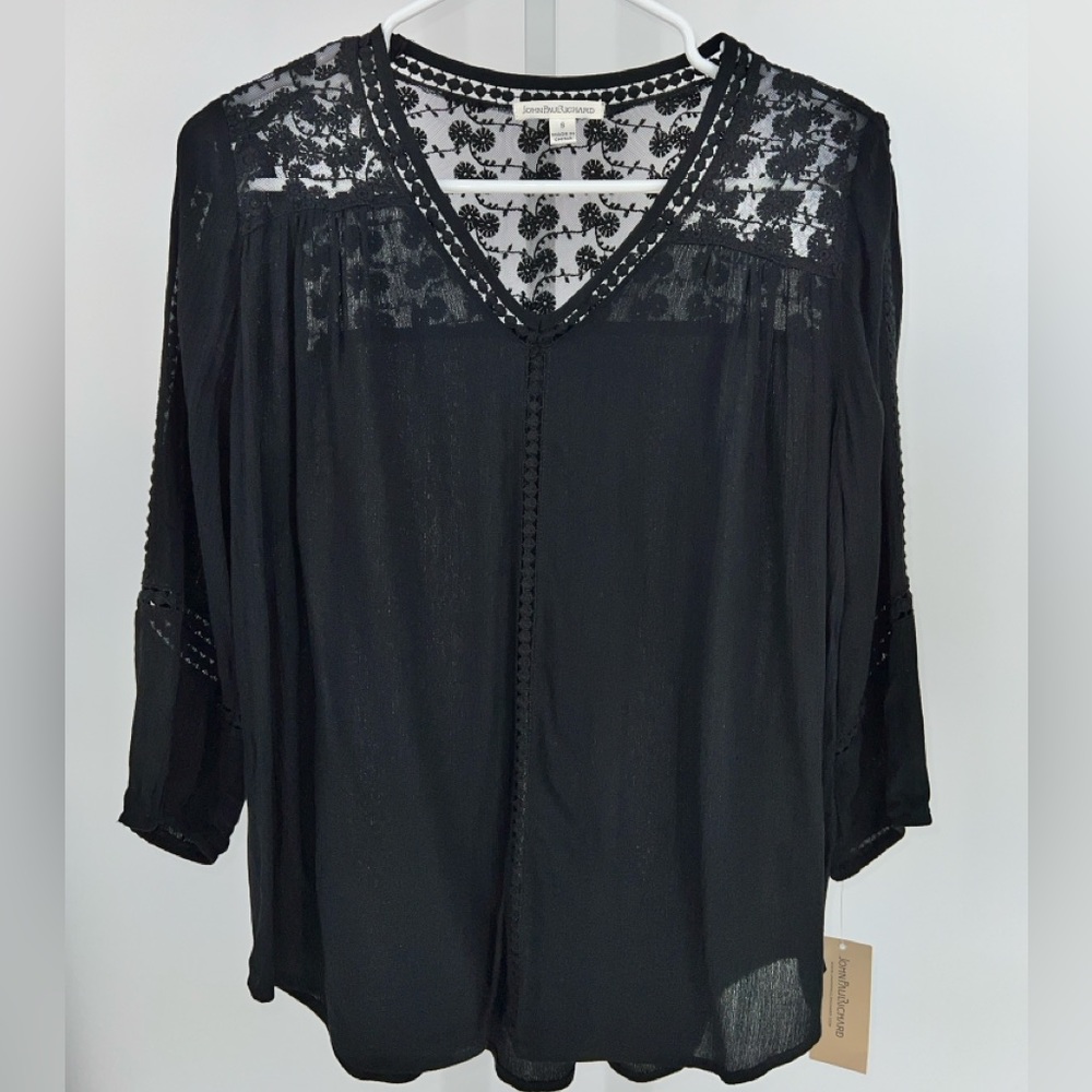 JOHN PAUL RICHARD - Black Tunic with Crochet Detail